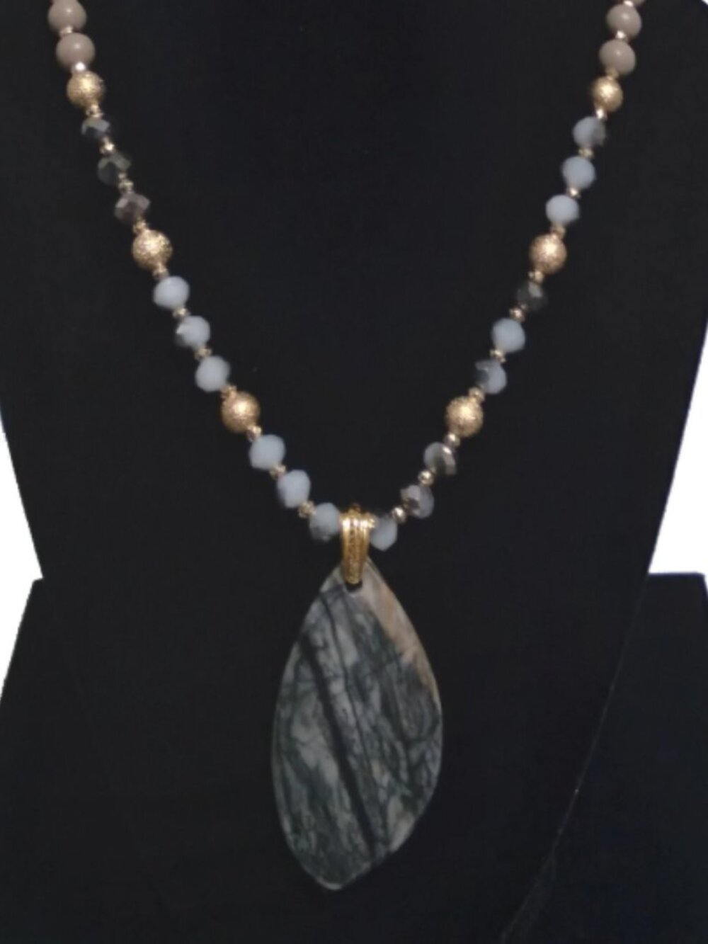 Handcrafted Picasso Jasper Long Beaded Pendant Necklace